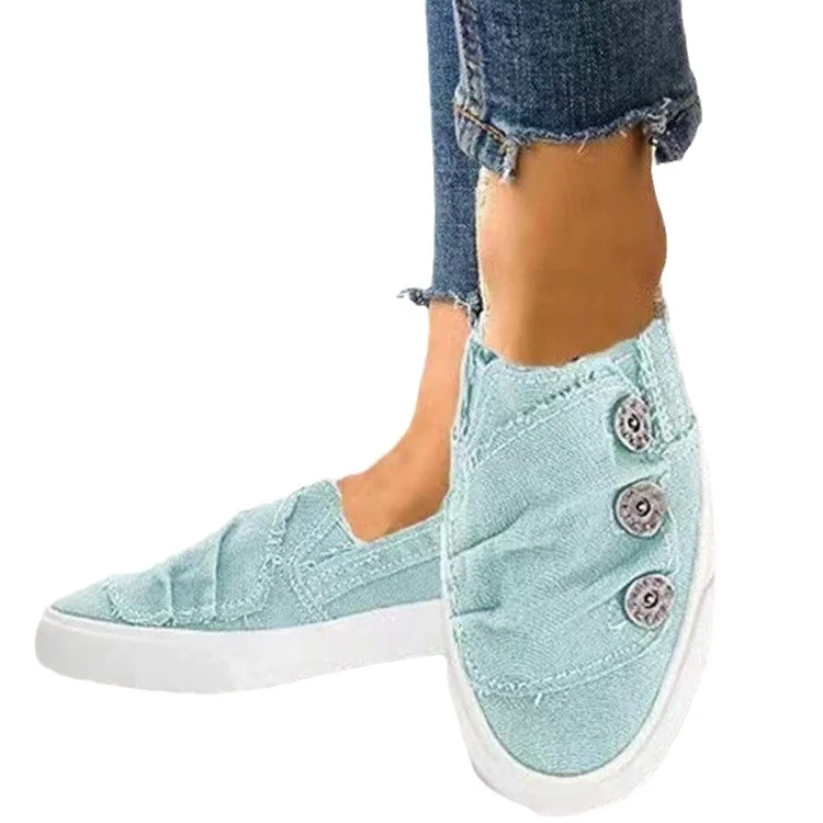 

2023 Washed Denim Canvas Shoes Women's Plus Size Flat Shoes zapatillas de mujer women shoes sneakers shoes