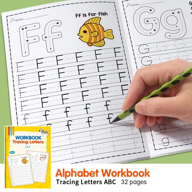 Livre de pratique de l'alphabet pour enfants - Activités d'apprentissage de l'alphabet et de couleurs créatives, développe les compétences d'écriture, fournitures de rentrée scolaire, cadeaux de pâques et de Noël, livres d'apprentissage de l'alphabet, activités préscolaires, illustrations amusantes