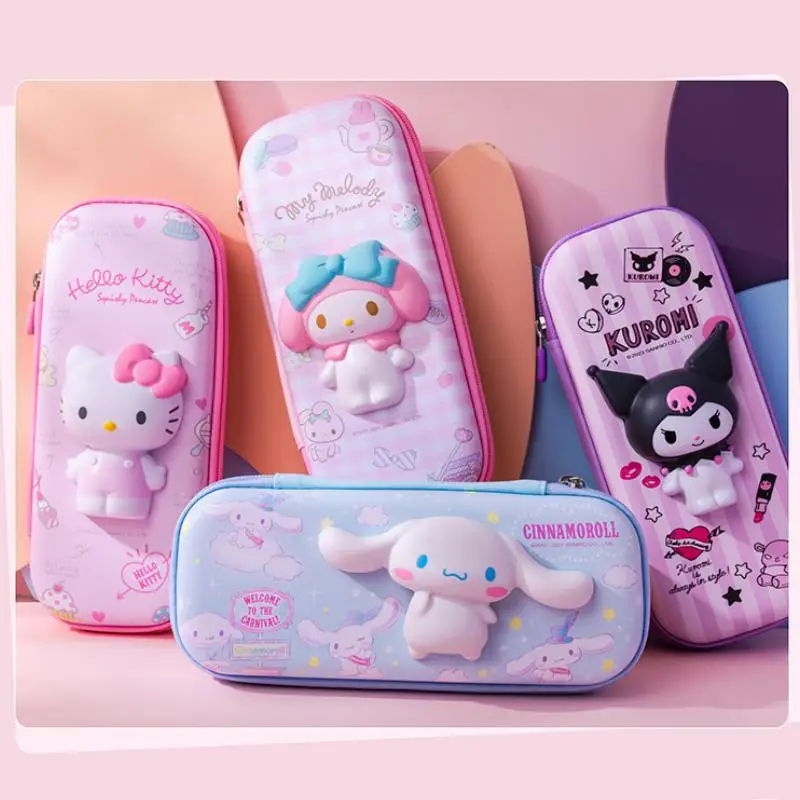 

Sanrios Cinnamoroll My Melody Kuromi Anime Kid Student Stationery Box Hellokittys Kawaii Decompression Boy Girl Pencil Case Gift
