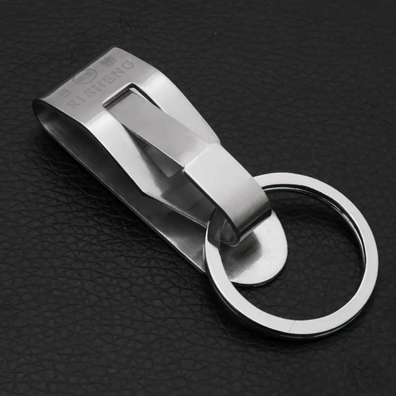 Dual Ring Secure Belt Clip Key Holder with Metal Hook Keychain