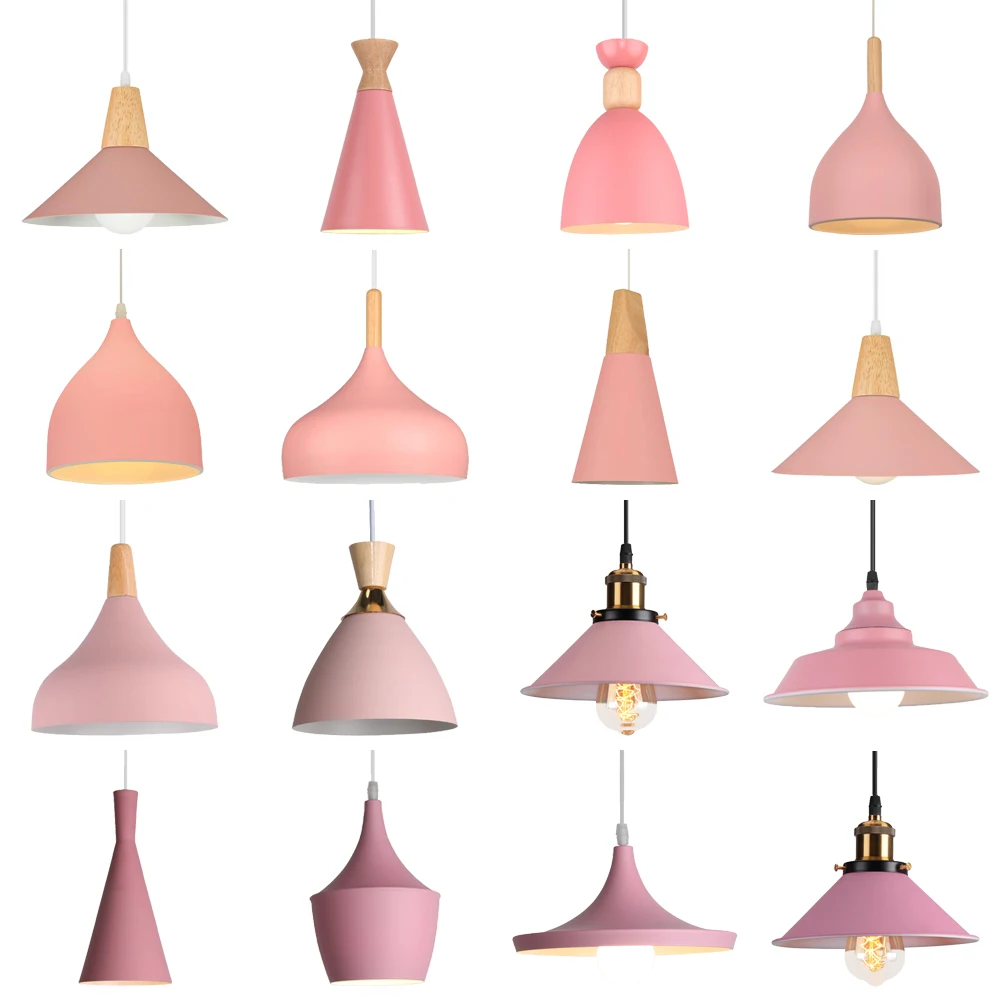 Nordic Pendant Lights Modern Chandelier LED E27 Minimalist Ceiling Lamps Hanging Light Luxury Creative Cafe Single Head Bar Pink