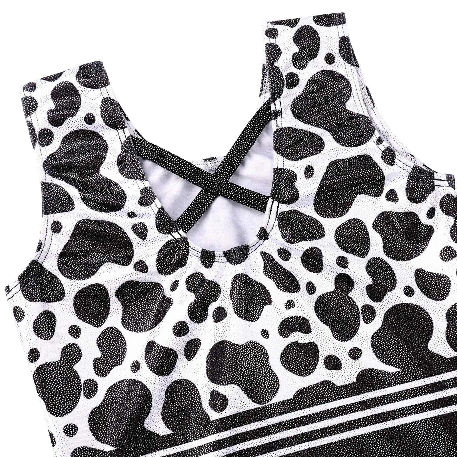 BAOHULU Sleeveless Ballet Leotard for Girls Speckled Print Gymnastics Outfit Black Color Professional Practice Clothes Dancewear