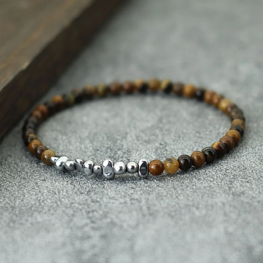 Hematite Stone Beads Unisex Bracelet Handmade Chakra Jewelry