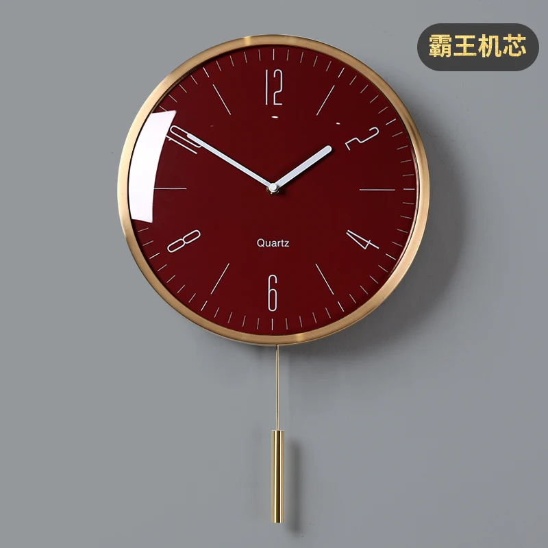 Gold Pendulum Metal Wall Clock Color:Red;Sheet Size:30X60CM
