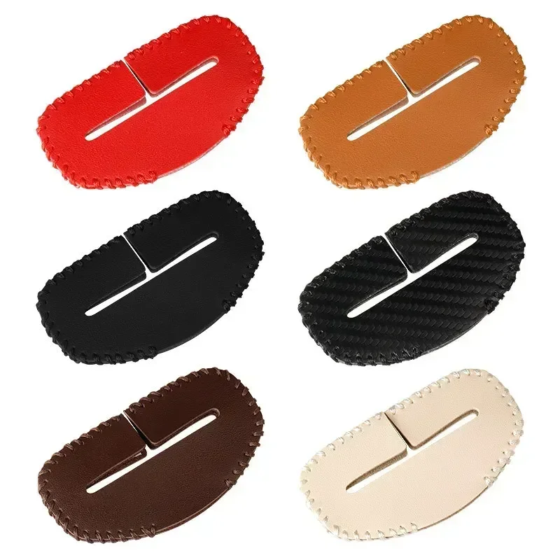 Car Seat Belt Buckle Clip Protector Cover Interior Front Rear Seat Auto Safety Seat Belt Bulckle Leather Clips Accessor