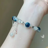 Niche Design Star Chain Tassel Bracelet for Women Fantasy Blue Crystal Beads Elastic Rope Bracelet Best Friend Jewelry Gifts - Image 2
