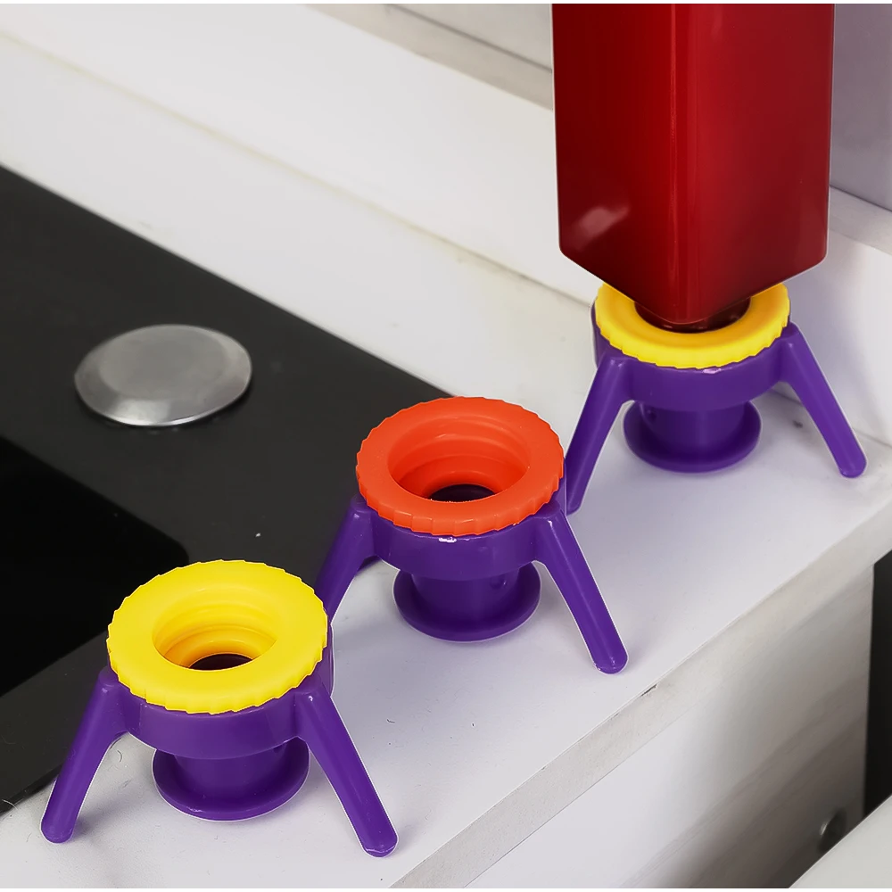 3Pcs/set Squeeze Bottle Cap Upside Down Tripod Bottle Caps No Waste Leak Prevention Cover Kitchen Bathroom Storage Rack Holder 3