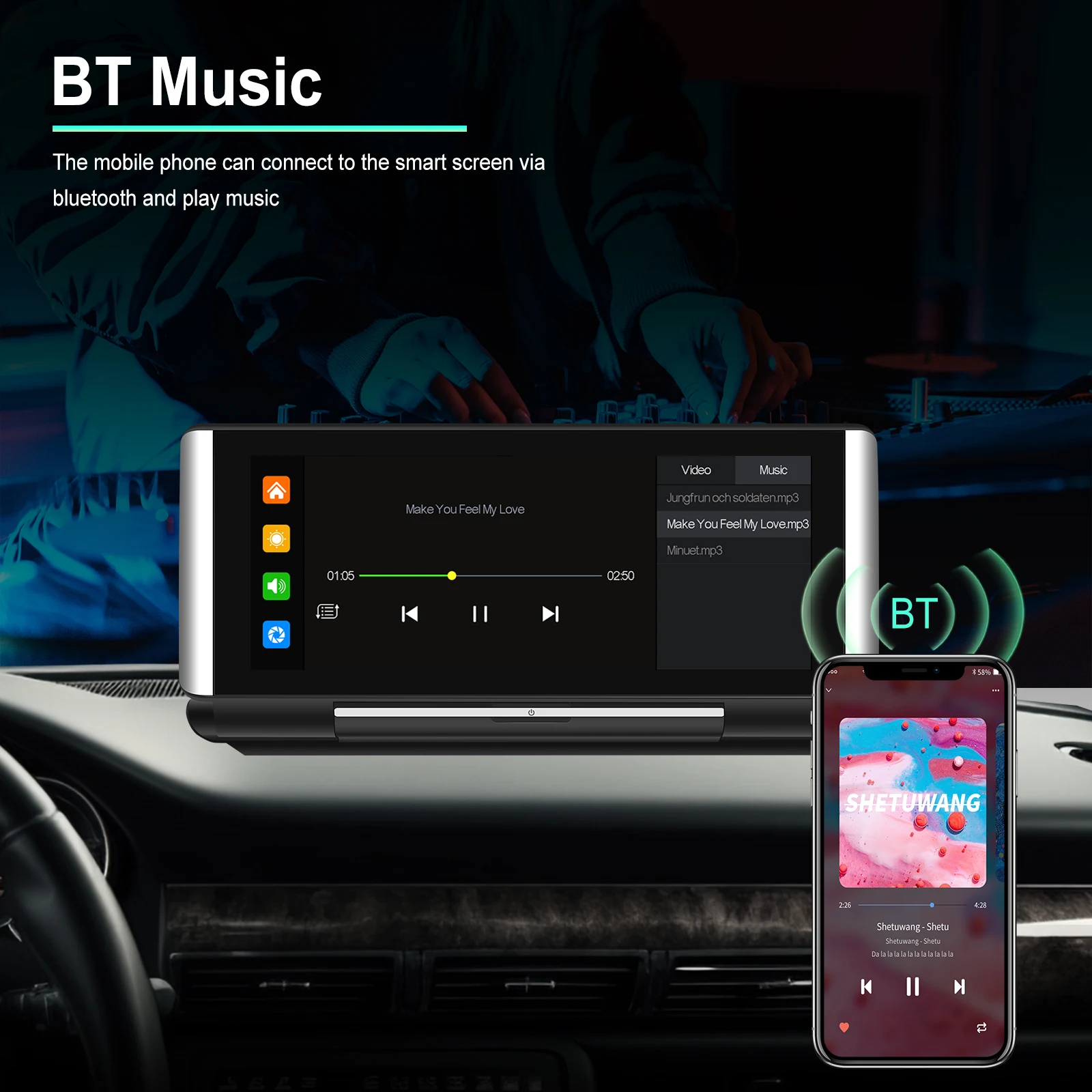 Podofo 6.86" Car Monitor Carplay Android Auto Screen Portable Smart Player Bluetooth Music Voice Control For Toyota Honda Hyundai,car stereo,touch screen display,car display,video carplay adapter