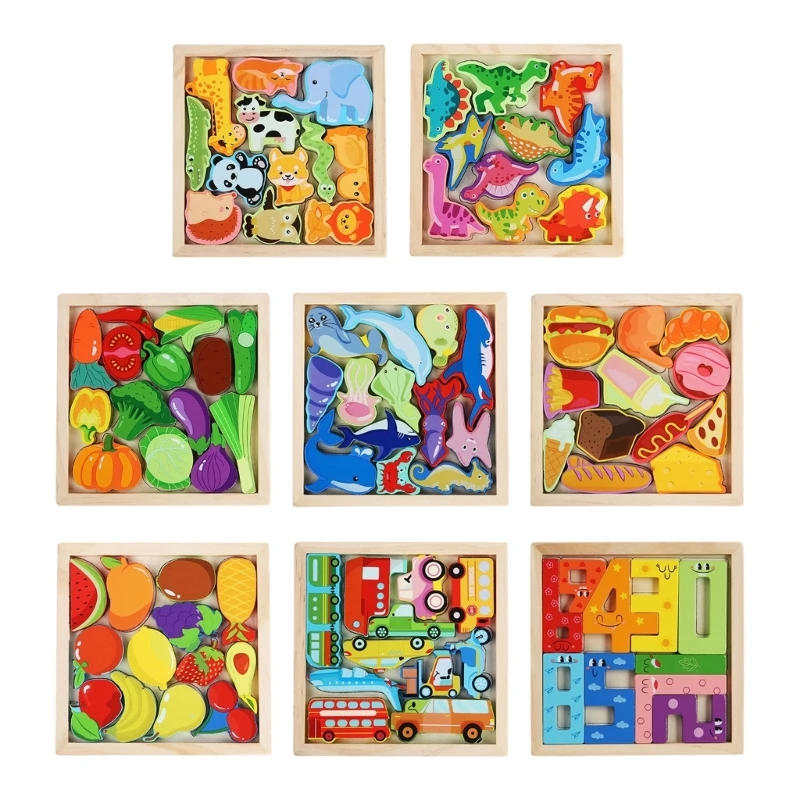 

Children Wooden Block Cartoon Animal Three-dimensional Puzzle Puzzle