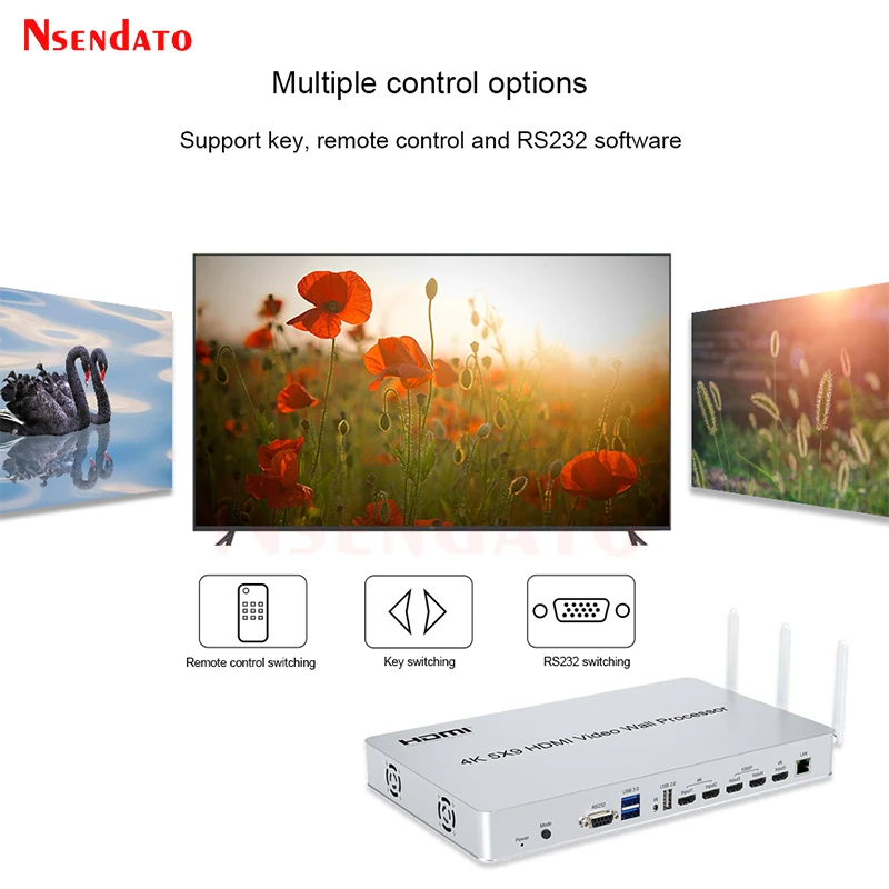HDMI Video Wall Controller Processor 4K 5x9 1x5 4x1 2x2 4x2 3x3 5X1 Multi Screen HDMI Wall Video Stitching Processor RS232