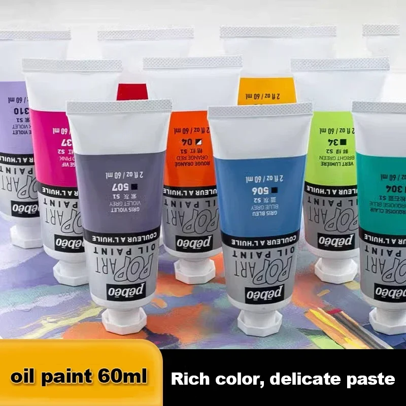 60ml Tubes Oil Paint Non-Toxic Excellent Tinting Strength Mixable Oil Painting Drawing Pigment Artist Beginners Art Supplies oil paint