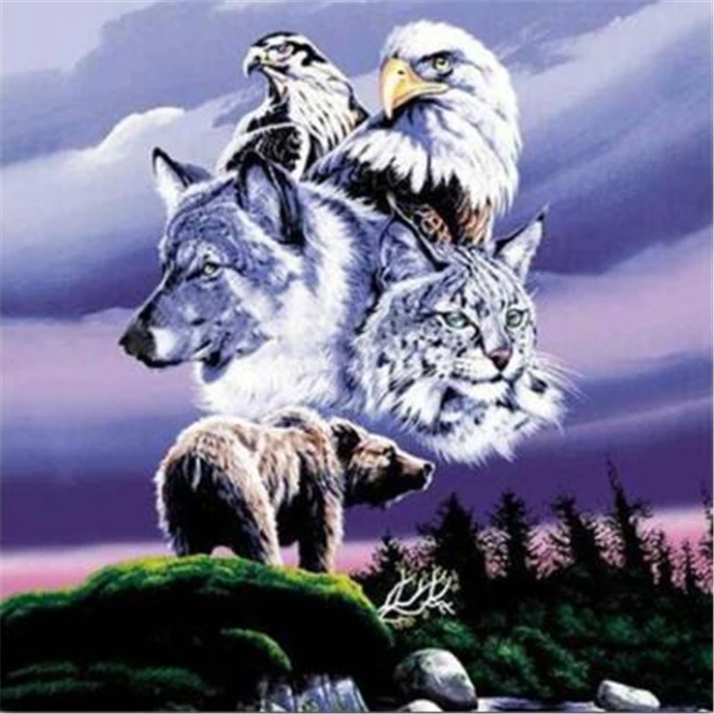 Tier Wolf Adler DIY Kreuz Stich Stickerei 11CT Kits Hand Handwerk Set Baumwolle Faden Gedruckt Leinwand Hause Dropshipping