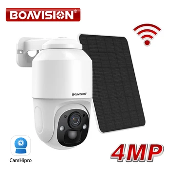 무선 와이파이 태양광 패널 카메라, 야외 보안 카메라, 충전식 배터리 내장, 2MP, 4MP, PIR 인간 감지, 9000mah