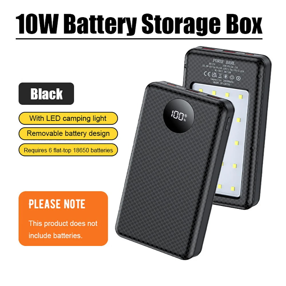 Custodia Power Bank 6*18650 da 20000mAh con Doppia USB, Scatola Batteria Power Bank, Caricabatterie per Telefono, Guscio DIY Rimovibile, Kit Custodia per Ricarica e Stoccaggio - immagine 2