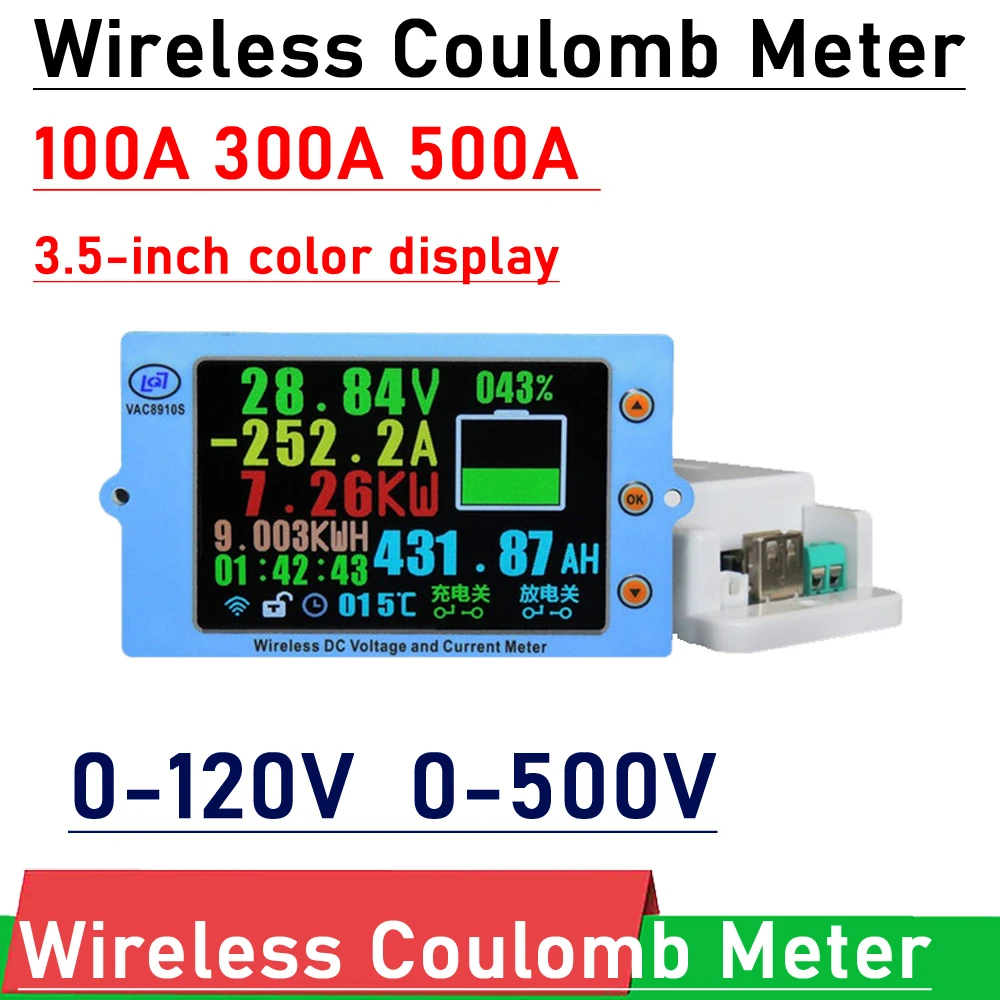 3.5inch Wireless Coulomb Meter Lithium Battery Monitor Voltmeter