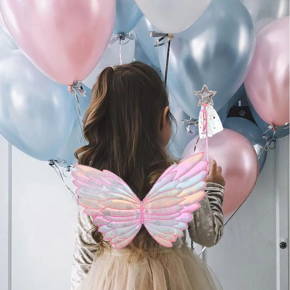 

2pcs Gradient Colorful Angel Wings Fairy Stick Cosplay Performance Costume for Kids Children (Angel Wing + Fairy Stick)