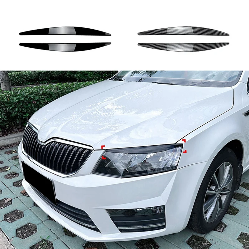 Car Front Headlight Cover Head Light Lamp Eyelid Eyebrow Trim ABS For Skoda Octavia MK3 2015-