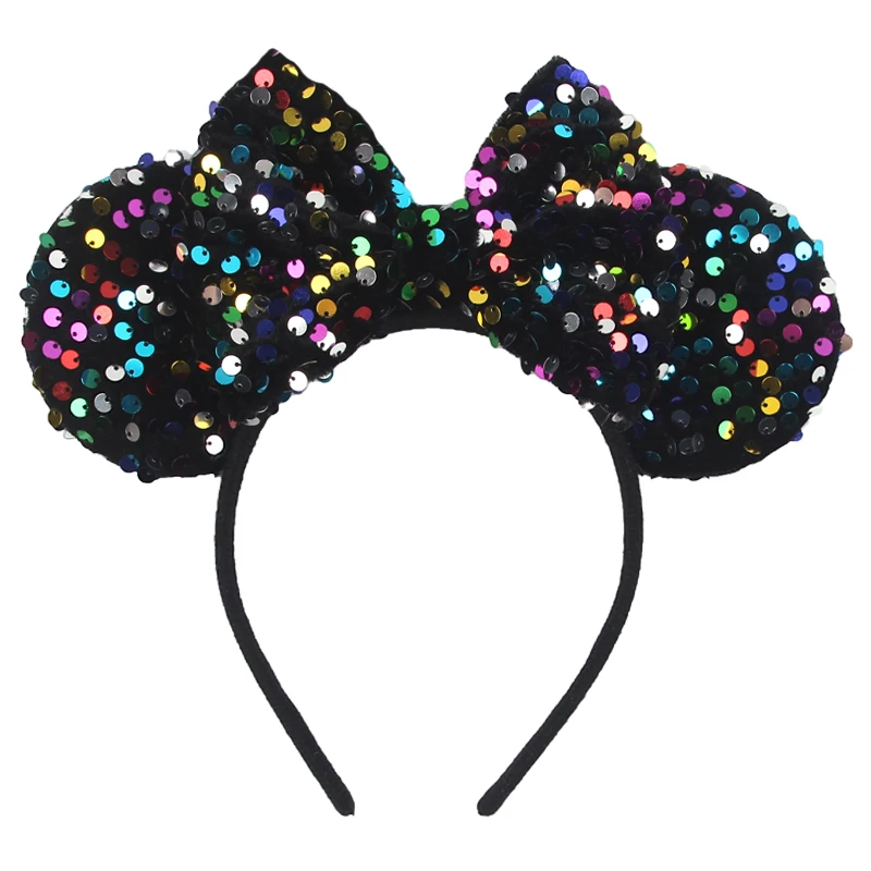 Neue Pailletten-Mausohren-Haarreifen für Mädchen und Frauen, glitzernde Pailletten, 5" Schleifen-Haarbänder, Festival-Party-DIY-Haaraccessoires für Damen – Detail 17