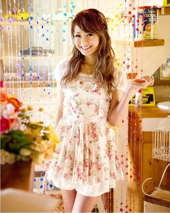 

SALES Japan Liz Lisa Hollow Out Whole Lace Mesh Jacquard Girls Mini Dress