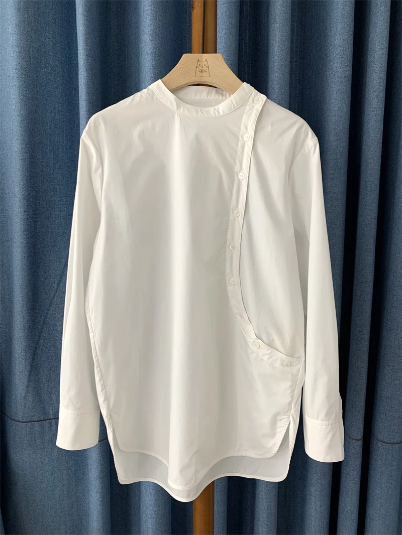 

2022 Women New Fashion O Neck White Loose Shirts Blouses
