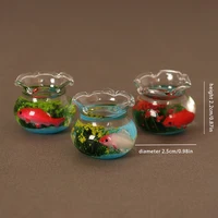 1/6 1/12 Miniature Dollhouse Furniture Accessories Mini Fish Tank Bowl Aquarium Model Toys for Doll House Home Ornament Decor 1