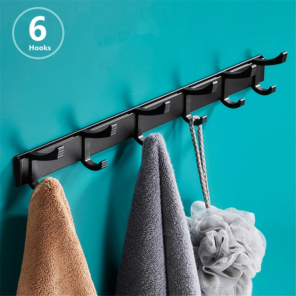 Wall Hook Aluminum Black Robe Hook Bathroom Towel Hook Coat Rack