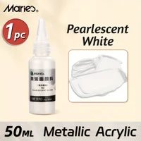 Marie's  Pearlescent White Acrylic Paint,1pc 50ml/1.69oz Tube for Canvas,Wood,Glass,DIY Art Painting for Students, Adults