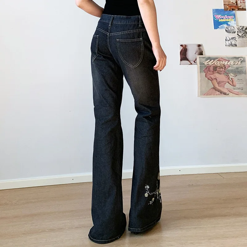パンツ 2000's flower embroidery flare jeans y2k 2000's flower embroidery flare jeans y2k - メルカリ