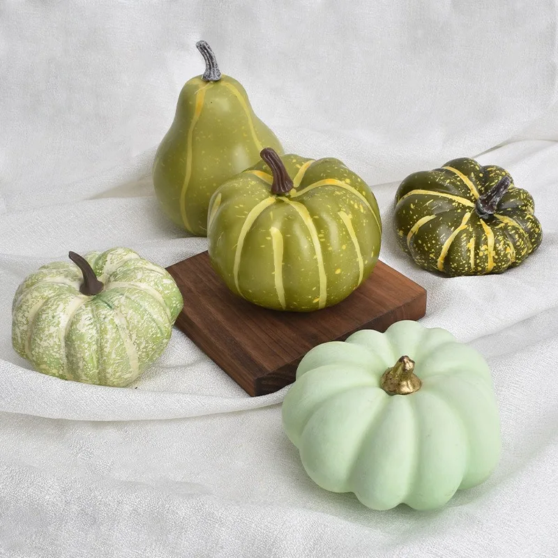 Decorative Pumpkins Green Foam Fake Pumpkin Set Halloween Home Decorations Model Outdoor Photography Props Autumn Decors 6-13cm