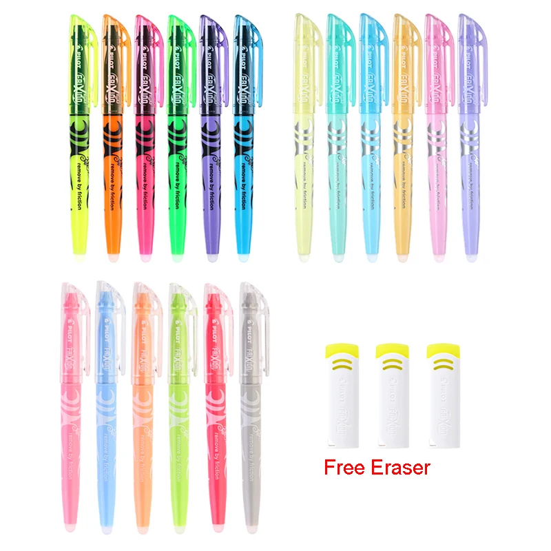 Pilot SW-FL Frixion erasable highlighter pastel color fluorescent marker pen 18 colors Japan kawaii stationery highlighter pen highlighter marker 6pcs