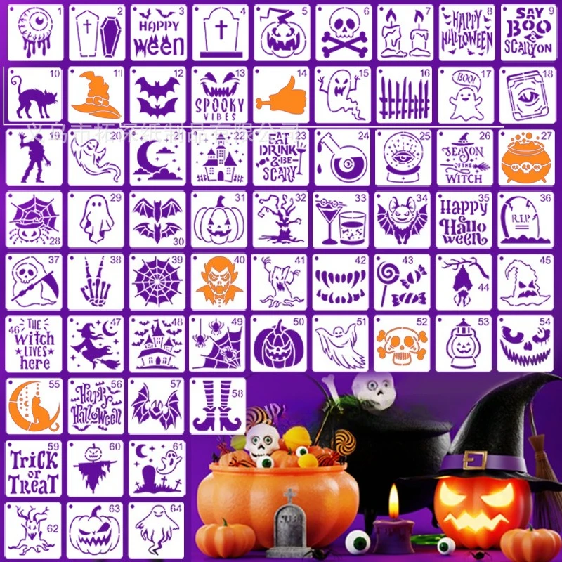 Halloween Reusable Happy Pumpkin Spider Web Stencil DIY Ornaments Ghost  Paint Template Set for Wall Door Home Decor - AliExpress, image size:800x800