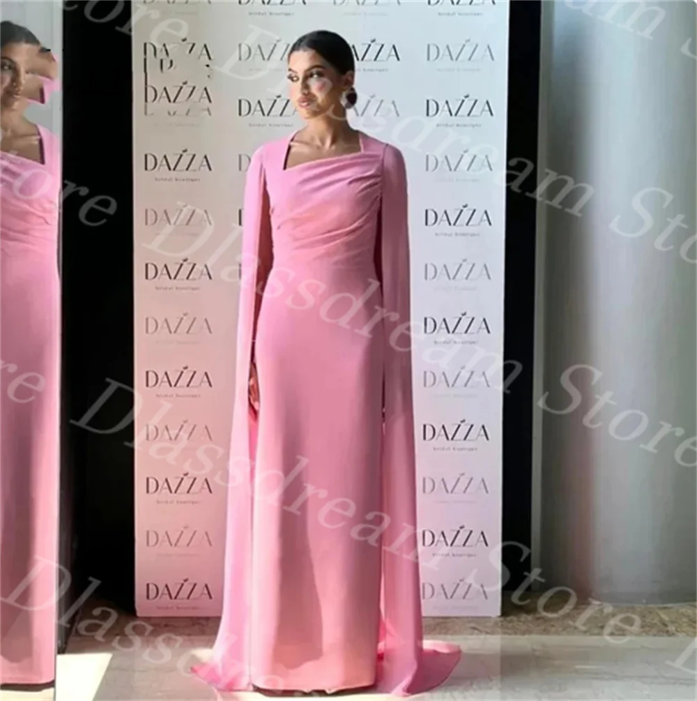 

Розовое Шифоновое Платье-Русалка для выпускного вечера, Длинная накидка, плиссированные вечерние платья до пола, элегантные платья для женщин 2024