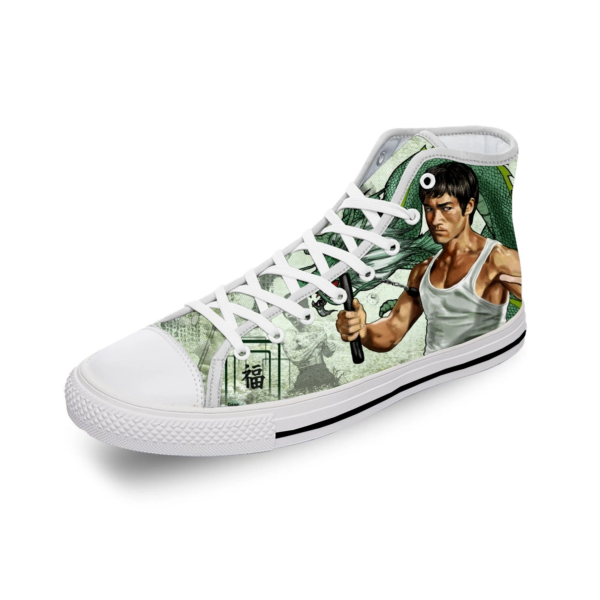 

Kung Fu Legend Bruce Lee Dragon White Cloth Fashion 3D Print High Top Canvas Shoes Men Women Lightweight Breathable Sneakers