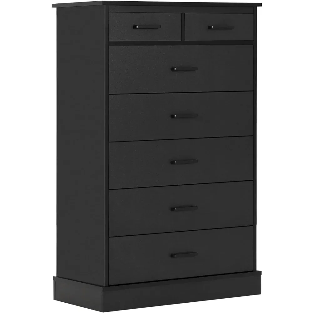 Black Dresser for Bedroom, Tall 7 Drawer Dresser with Sturdy Base, Wood Storage Tower Clothes Organizer, Large Storage Cabinet 2