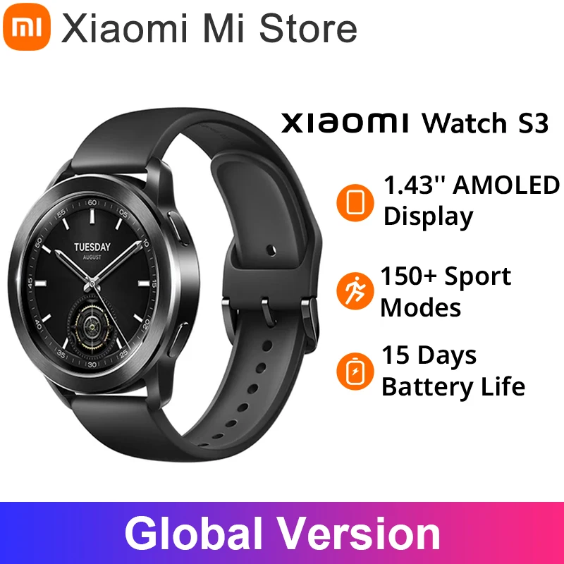 

Умные часы Xiaomi Watch S3, 1,43 дюйма, AMOLED экран, монитор уровня кислорода в крови, водозащита 5 АТМ, 150 + спортивные режимы