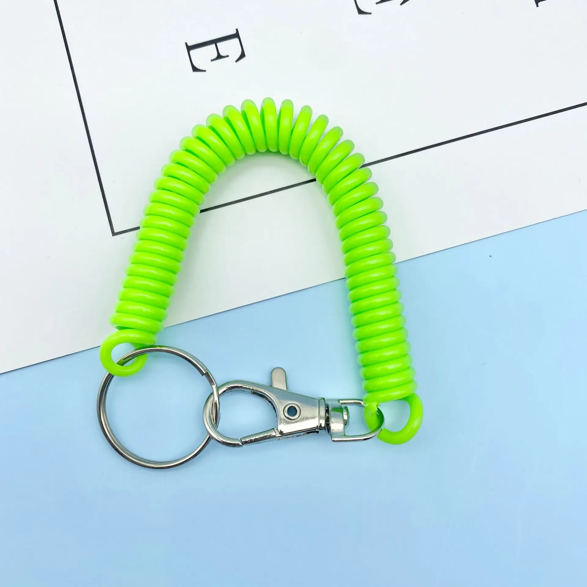 Spring Rope Key Chain Anti-Lost Mobile Phone Cord with Metal Carabiner Holder Straps Keychain Rope Rings Outdoor Camping Access