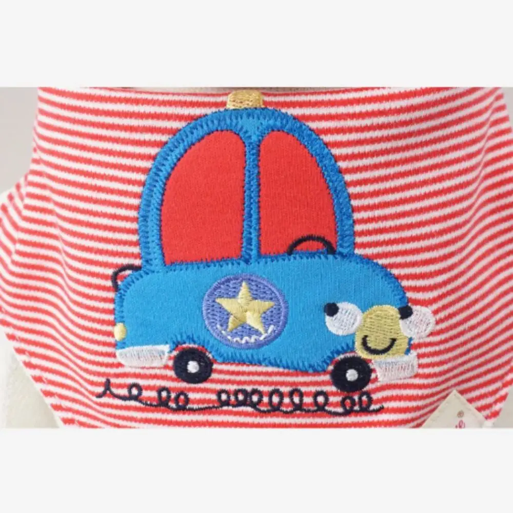 Cotton Material Baby Bibs Stripes Pattern Cartoon Design Drool Bibs Triangle Shape Soft Texture Burp Cloths Baby Boys Use