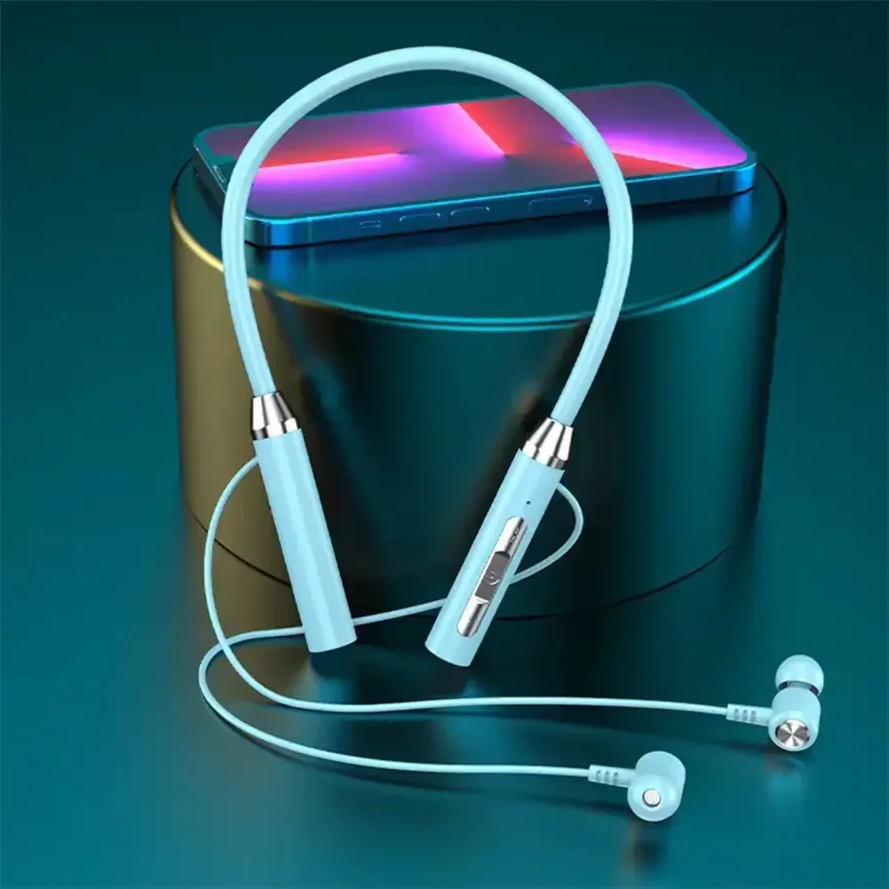 Bluetooth 5.0 Wireless Headphones Neckband Earphones Silicone Hifi 9D Stereo Sports Headset Halter Waterproof Magnetic Earbuds 2