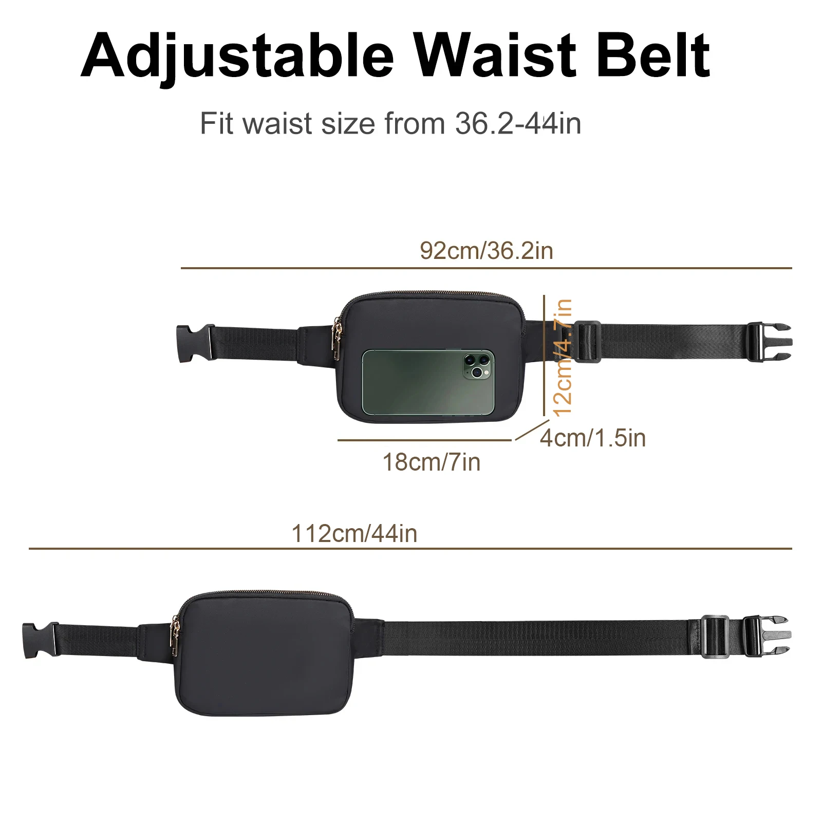 Crossbody Bag Waist Bag Geestock Fanny Pack Women's Waist Bag Fashion Belt Bags Women Dual Zipper Waterproof Crossbody Bag Ladies Bum Hip