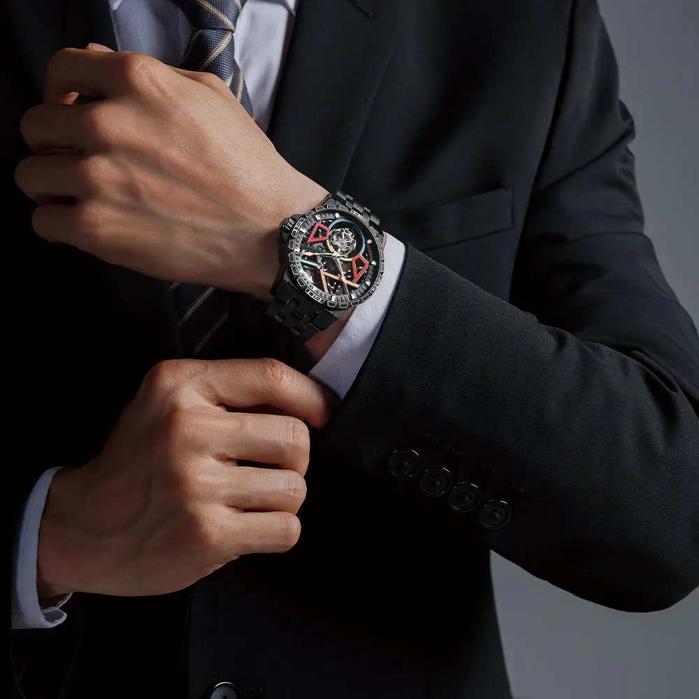 42mm high-end business men's tourbillon mechanical hollow watch 904L stainless steel case sapphire glass
