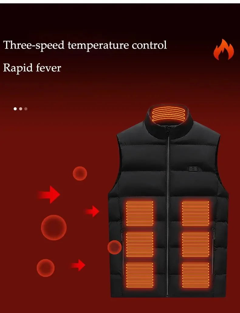 Dual-Control 9-Zone Heated Vest Unisex Outdoor Skiing Sportswear Battery Not Included