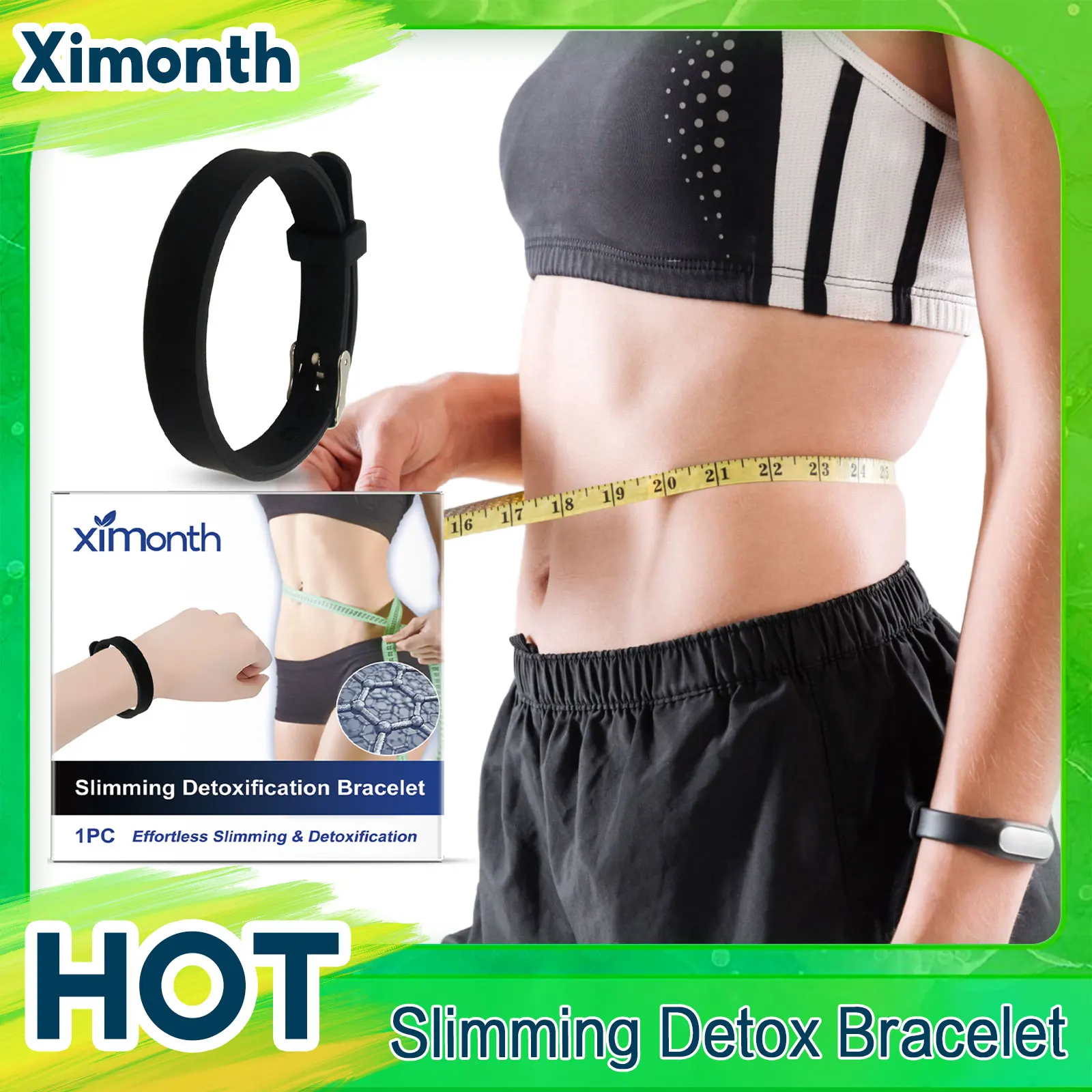 Slimming Detox Bracelet Weight Loss Fat Burner Lymph Drainage Anti Anxiety Energy Healing Promote Metabolism Body Shaping Bangle