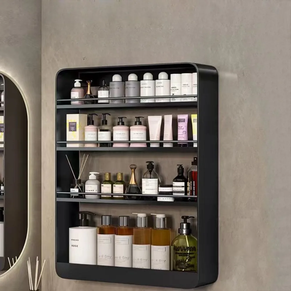 Wall Mounted Toiletries Cosmetic Storage Rack Kitchen Seasoning Bottle Storage Shelf  Box Wall Mounted Punch-free Makeup Racks 4