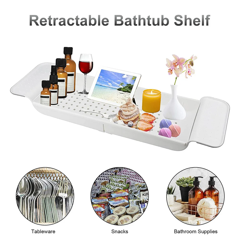 Description Picture 5 of itemBathtub Shelf Extendable Bathroom Bathtub Tray Tub Mobile Phone Bracket Organizer Towel Book Holder Kitchen Sink Storage Board