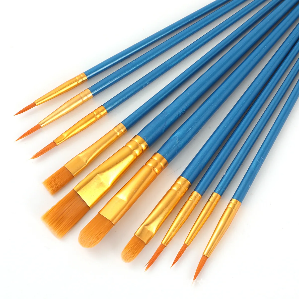 10Pcs/Lot Multi-functional Watercolor Brush Pearlescent Plastic Rod Nylon Hair Hook Line Gouache Oil Brush School Art Supplies 2