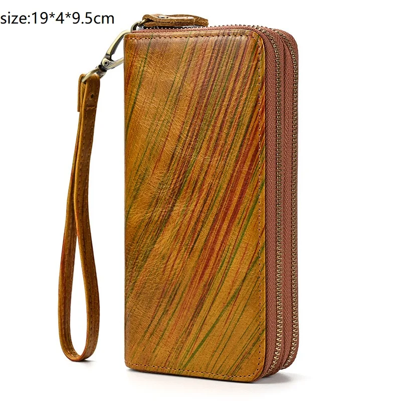 Große Echtes Kuh Leder Brieftasche Männer Doulbe Zipper Echtes Leder Brieftasche Männlichen Lange Handy und Karten Clutch Tasche – Detail 12
