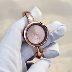 Elegant Classic Round - Face Ladies' Bracelet Wristwatch (Rose gold)