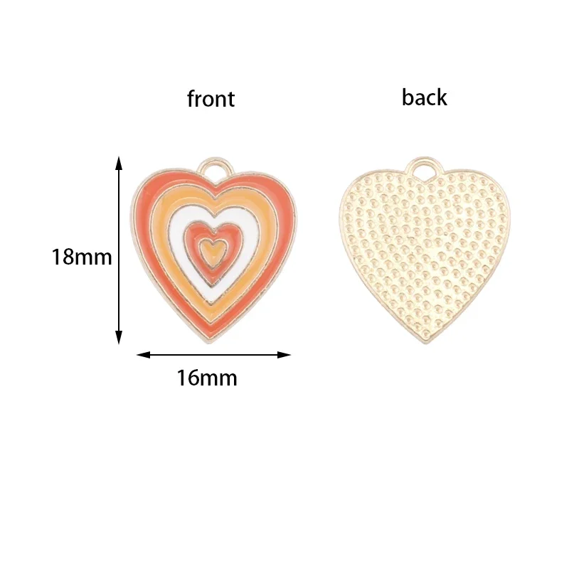 10pcs Hearts Metal Alloy Enamel Charms Pendants Diy Earrings Bracelets Necklace Jewelry Making Supplies Accessories Findings