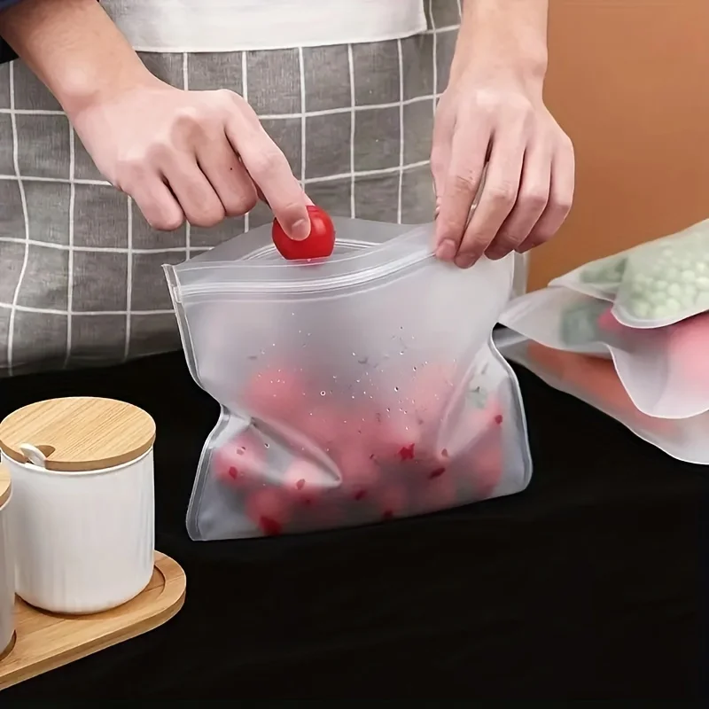 Reusable Silicone Food Storage Bags - Leak-Proof, Fresh-Keeping Stand-Up Bags