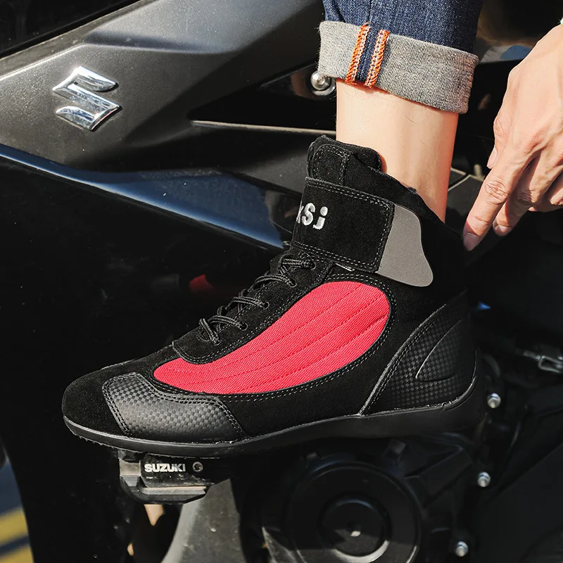 Men's Women Motorcycle Boots Fit Four Season Flat Cycling Shoes Casual Sports Footwear Hiking Moto Sneakers Shoes